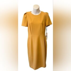 Calvin Klein Mustard Short Sleeve Sheath Dress